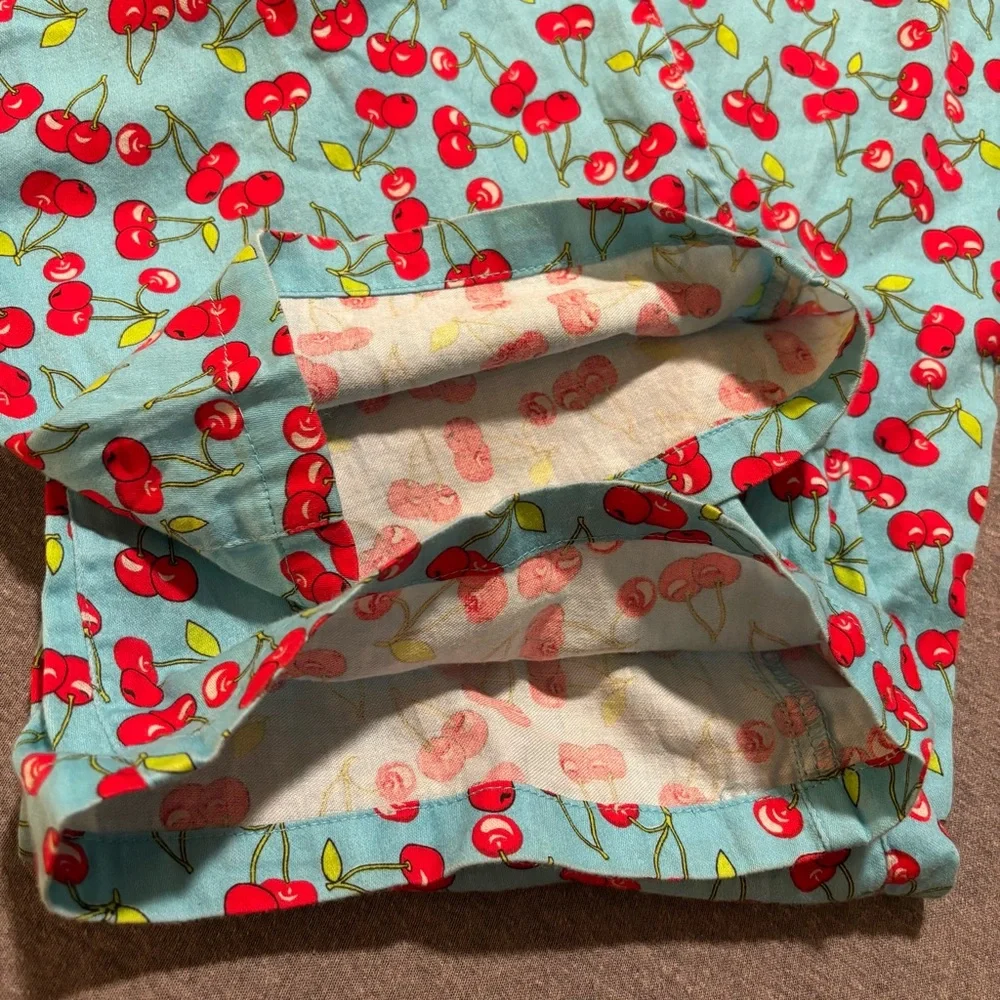 100%Cotton Willow Cherry Print Blue Pajama Pants women’s